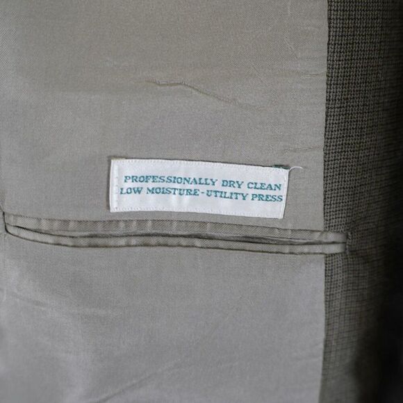 Austin Reed Thick Wool Green Beige Check Sport Coat 46R 3 Button 0 Vent - Picture 9 of 13